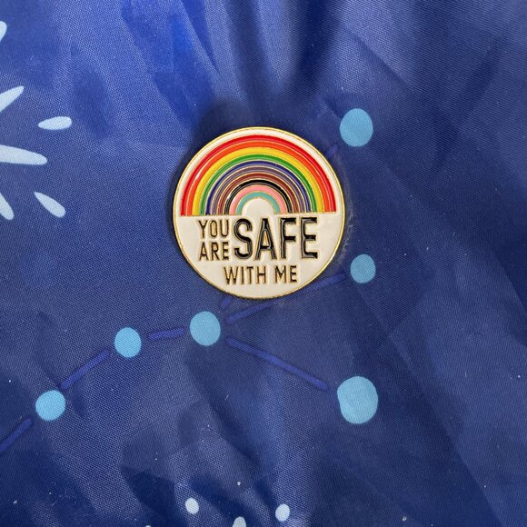 *♪ Brooch Lg Rainbow Trans Pride LGBTQ Safe Space You Are Safe Inclusivity Pin*♪ - Picture 1 of 7